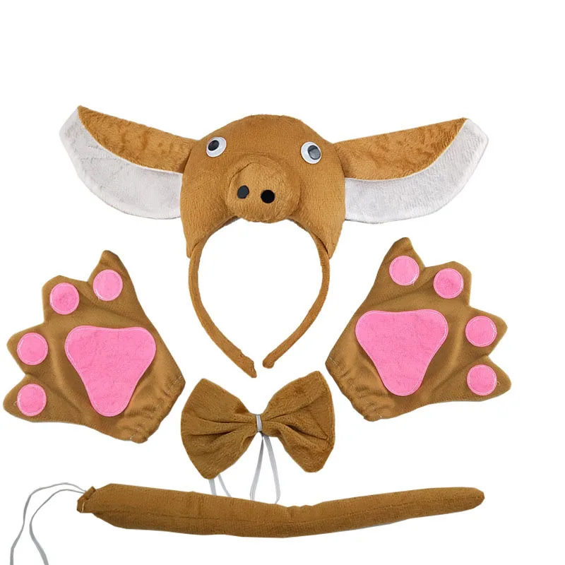 

Adult Kids Boy Girl Pig 3D Headband Tail Tie Paw Gloves Animal Cosplay Set Carnival Party Props Costume Halloween Carnival