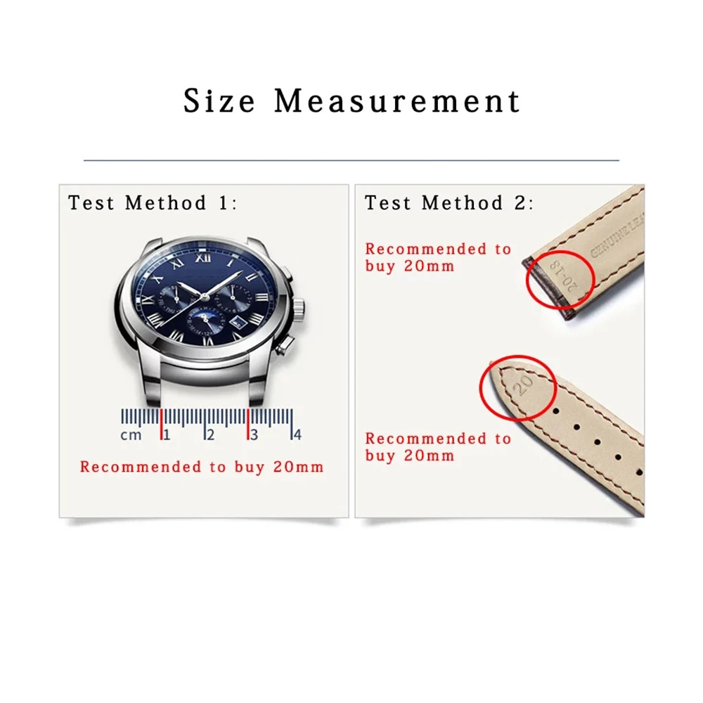 Ремешок из натуральной кожи для наручных часов браслет со стальной пряжкой 20 мм