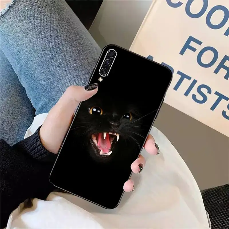 

Black Cat Cut animal eye Phone Case For Samsung galaxy A S note 10 7 8 9 20 30 31 40 50 51 70 71 21 s ultra plus