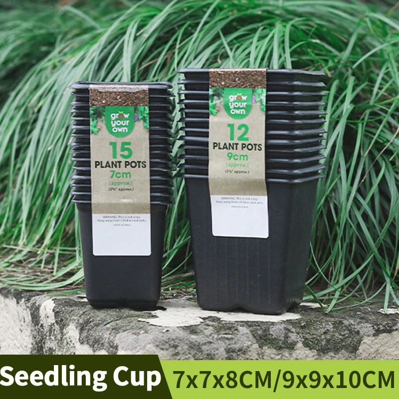

7CM/9CM Disposable Plastic Seedling Cup With Holes Black Square Growing Pots Transplanting Nursery Pots For Garden Decorative
