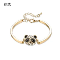 explosion style cute national treasure panda style bracelet with crystal zircon alloy accessories stainless steel jewelry women