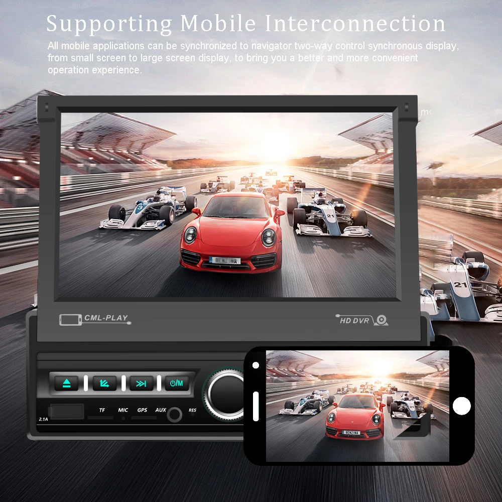 Podofo 1 Din 7 ''автомобильные радио GPS Авторадио Android IOS Зеркало Ссылка сенсорный