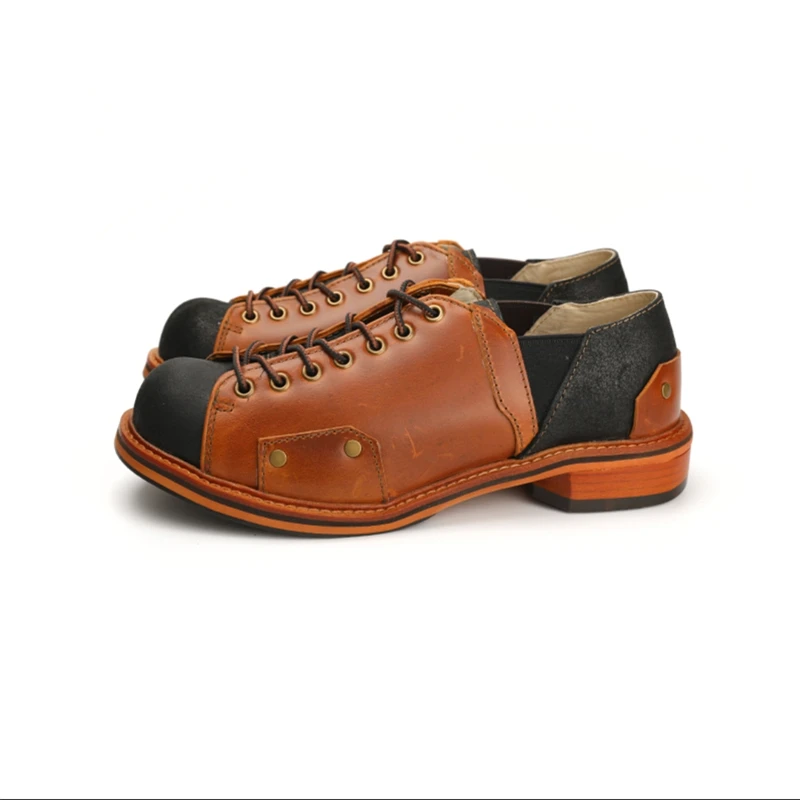 

New Designer High Quality Men Boots Handmade Cow Leather Wings Ankle Work Boots Casual Shoes Tooling Outdoor Motorcycle Boots