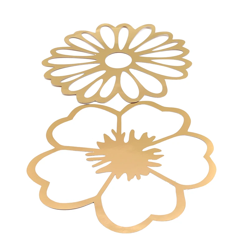8 шт. ажурные золотые серебряные цветы листья настенные наклейки на день рождения