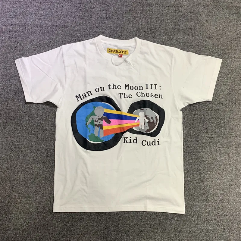 Foaming Printing CPFM x Kid Cudi Man On The Moon III Tee Men Women 1:1  High-quality Black White Streetwear T-shirts New