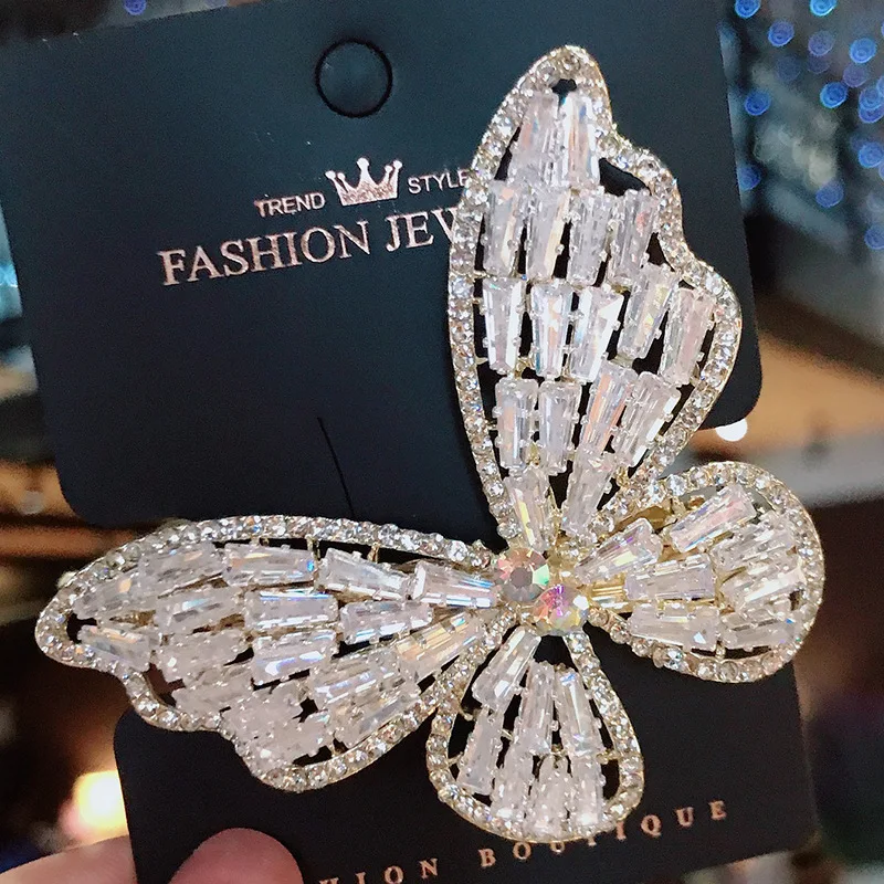 Заколка-бабочка для волос с фианитами весна аксессуары заколка |