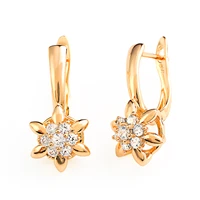 crystal gold color stud earrings punk jewelry party beautiful zirconia luxury copper hexagonal star earring girl women gift