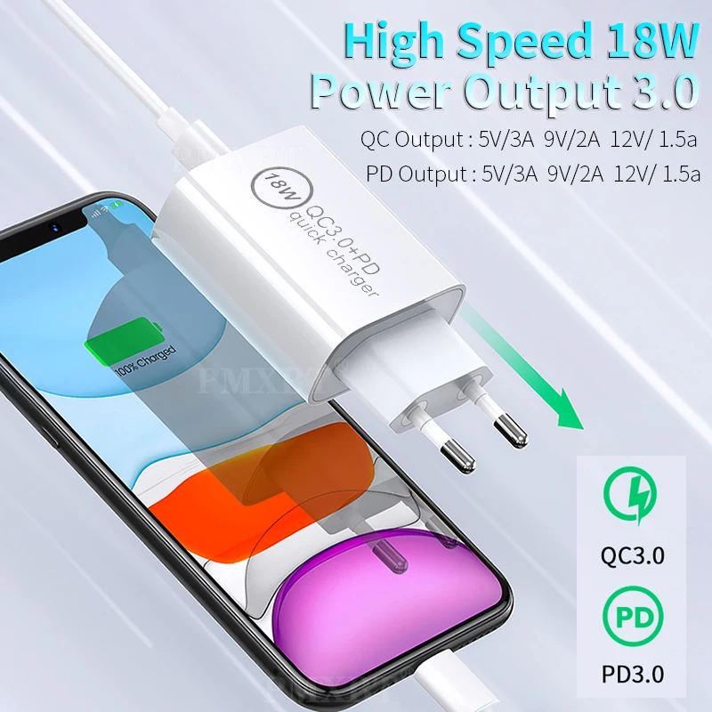 Быстрая зарядка 3 0 USB зарядное устройство Тип C PD мобильный телефон адаптер