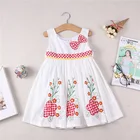Новое летнее платье с бантом и цветочным принтом платье принцессы для девочек из 100% хлопка милое платье для дня рождения для девочек