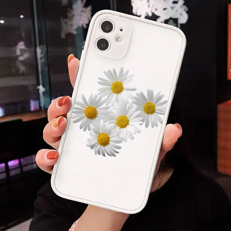 

Flower daisy Phone Cases matte transparent For white iPhone 7 8 x xs xr 11 12 pro plus max mini Clear Funda