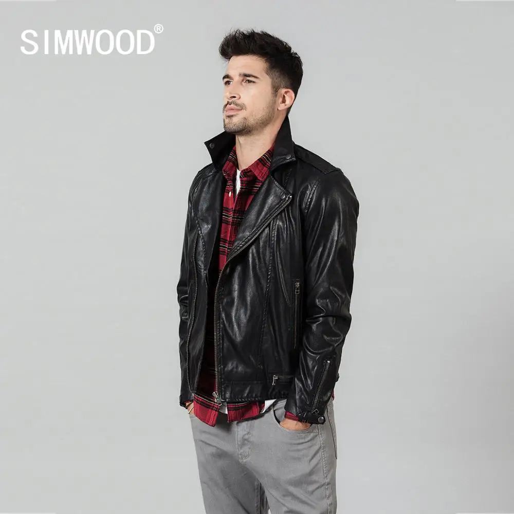 SIMWOOD 2020 Весенняя Новинка облегающая байкерская куртка из искусственной кожи