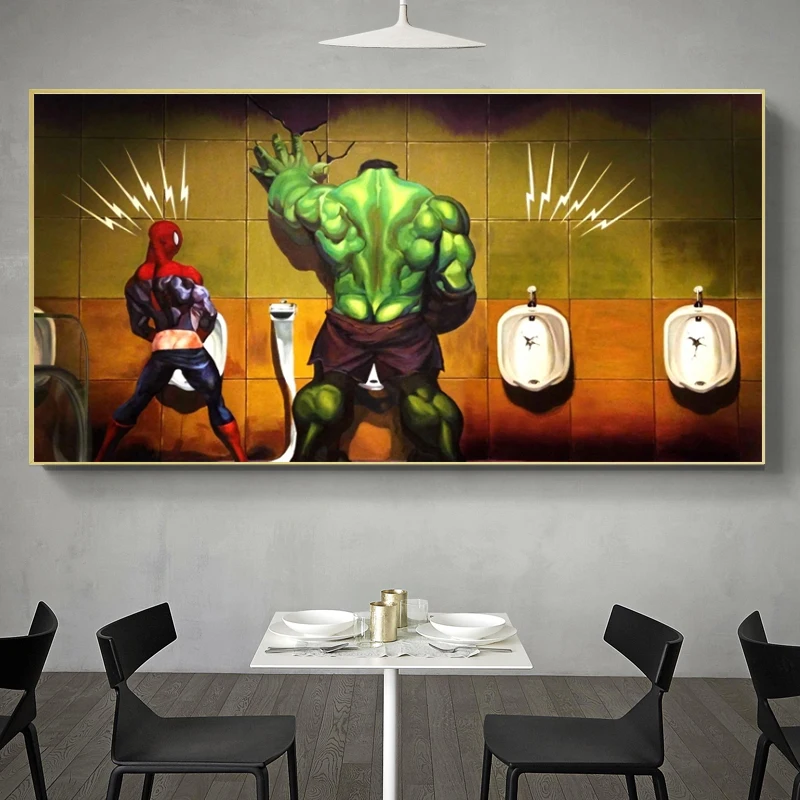 Забавная Картина на холсте супергероев Марвел Человек паук Халк киногерой
