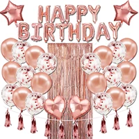 rose gold birthday party decorations happy birthday bannerconfetti balloonstasselsfor kid girl women birthday party supplies