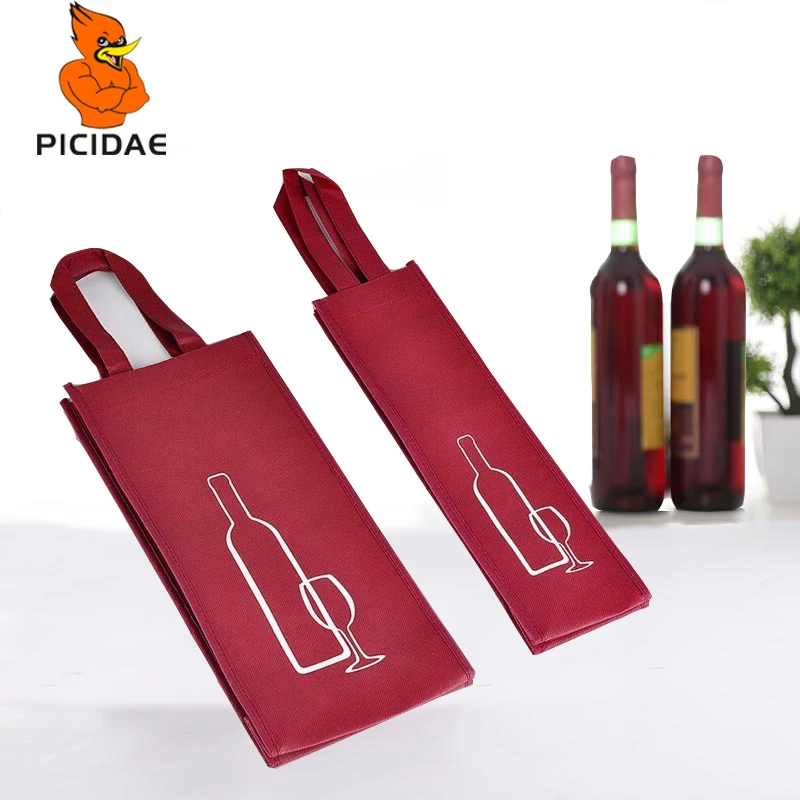 50 шт. ручная сумка из красного вина не тканая с одной двойной эко подарочной