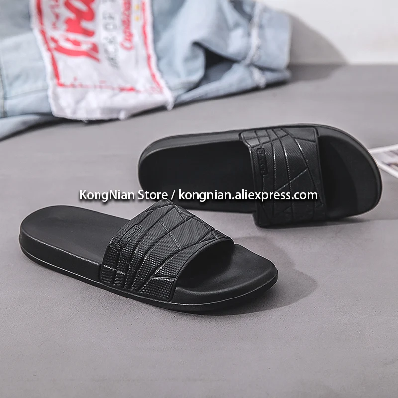 

KONG NIAN хлеб мужские летние тапки, слипперы на каждый день, для активного отдыха, резиновой подошве модные женские туфли на плоской подошве бе...