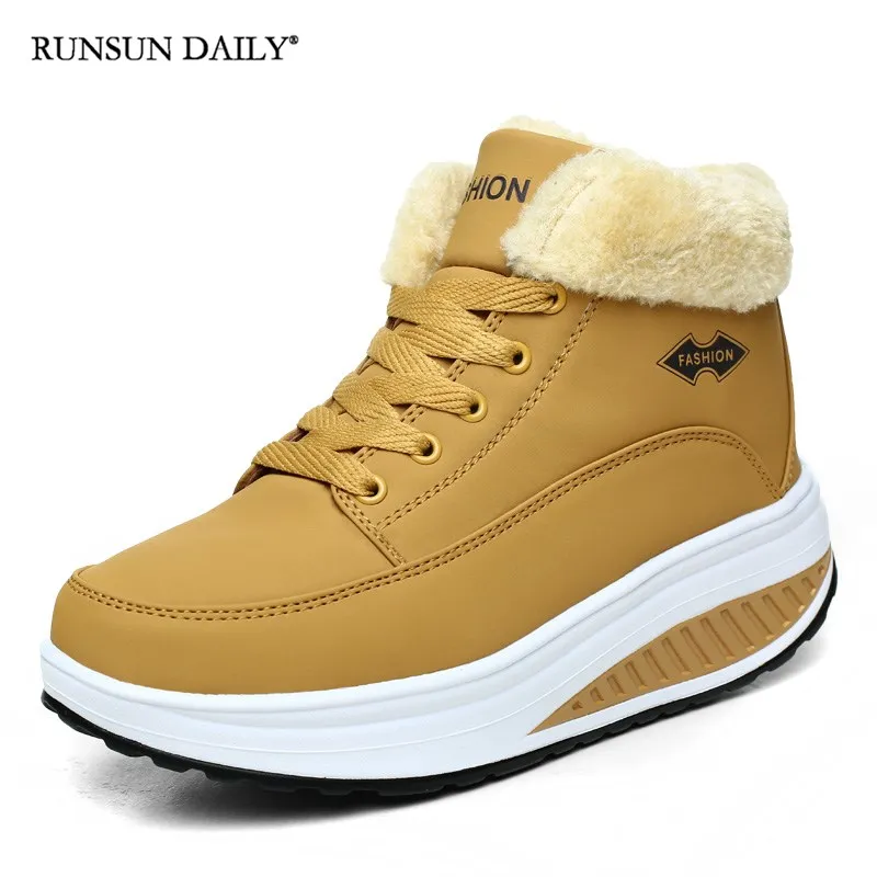 

Walking Shoes Women Fashion Winter Plush Snow Boots Fur Outdoor Wedges Casual Shake Shoes