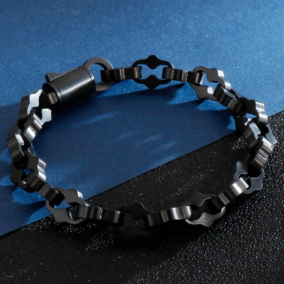 Браслеты из камней в стиле хип хоп мужские золотые черные 316L нержавеющая сталь