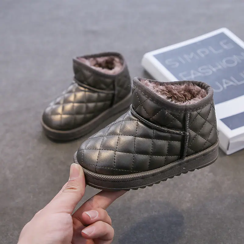 Botas de nieve de piel sint&eacute;tica para ni&ntilde;os y ni&ntilde;as, antideslizantes e impermeables, de superficie suave, de algod&oacute;n, novedad, Oto&ntilde;o e Invierno-2