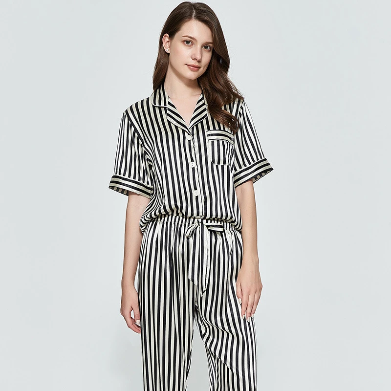 

Women's Pajamas 2 Pieces Casual Women's Pajamas Sets Satin Soft Faux Silk Sleepwear Elegant Solid Nightwear Homewear