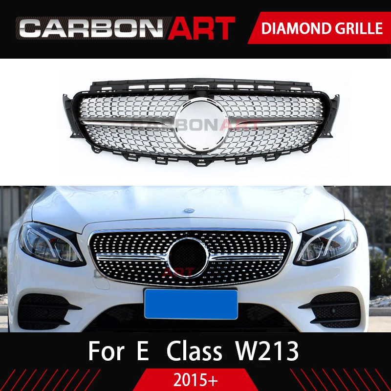 Front grille Diamonds Grille suitable for E class W213 E63 amg grill E180 E200L E260 E300L 2015+ without/with camera hole | Автомобили и