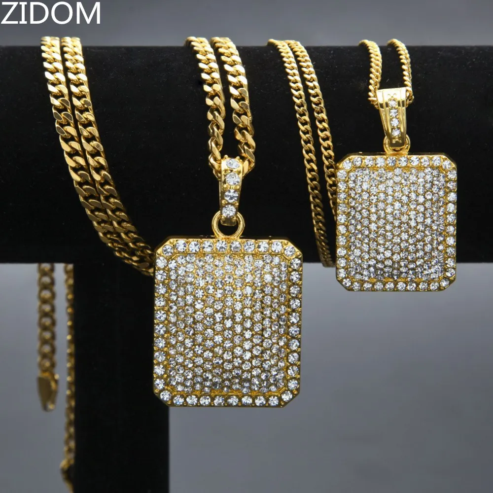 Мужское ожерелье в армейском стиле Золотое и серебряное покрытие с фианитом