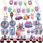 Мультяшный кукольный домик, товары вечерние, бумажный баннер, скатерть, чашка, воздушные шары, Габби, девушка, кошка, тема, детский душ, украшение для дня рождения