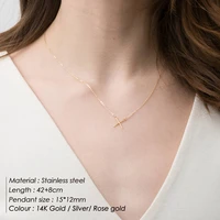stainless steel x shaped pendant necklaces for women elegant clavicle chain letter choker punk collar fashion jewelry accessory