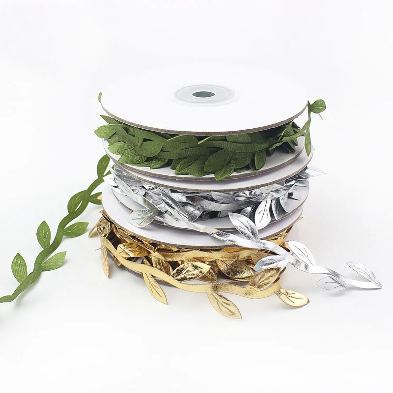 Лента с принтом в виде листьев дерева 10 м тканевый лист Золотая лента для