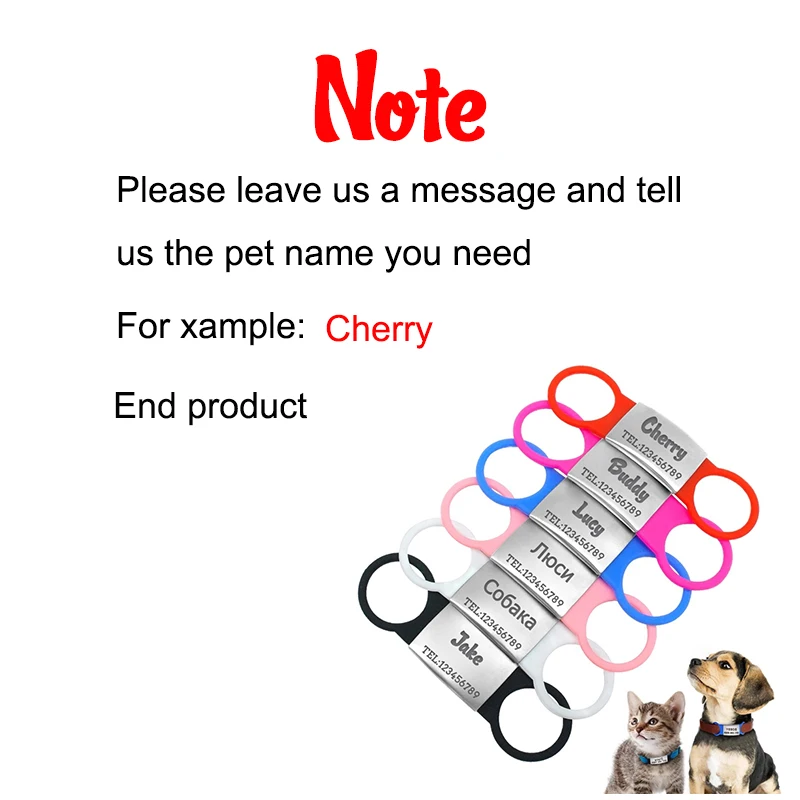 

Dog ID Tag Tensile Rubber Pet Dog Cat Tag Silicone Stainless Steel Engraved Dog Collar Anti-lost Pet Nameplate Tags for Dogs Cat