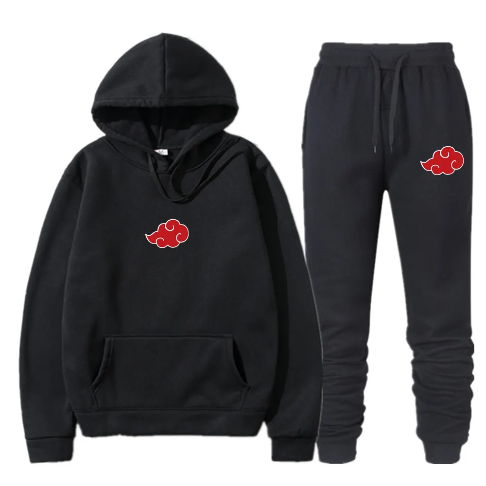 

Japanese Anime Cloud Symbols Print Men's Sportswear Sets Hoodies Sweatshirt Streetwear Men 2 Piece Sweatshirt + Sweatpants Set