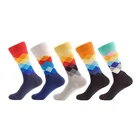 Модные мужские хлопковые носки happy, длинные разноцветные забавные мужские носки для творчества, calcetines hombre divertidos lager, размер 5 парлот