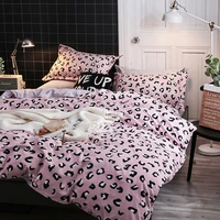 pink leopard print home bedding sets duvet cover bed linen pillowcase flat sheet king queen full 4pcs