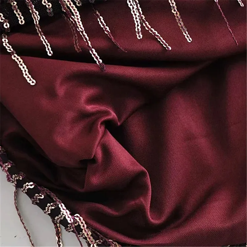 

BLSQR Fashion Tassels Sequined Mini Dress Women Vintage V-neck Long Sleeve Female Dresses 2021 Chic Vestidos