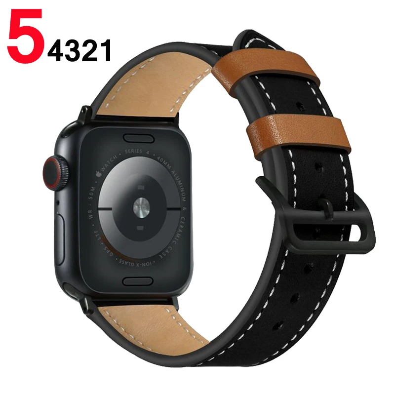 Одиночный Тур кожаный ремешок для Apple watch band 5 4 44 мм 40 мм correa 42 мм 38 мм ремешок для часов Iwatch series 5 4 3 2 Аксессуары для часов