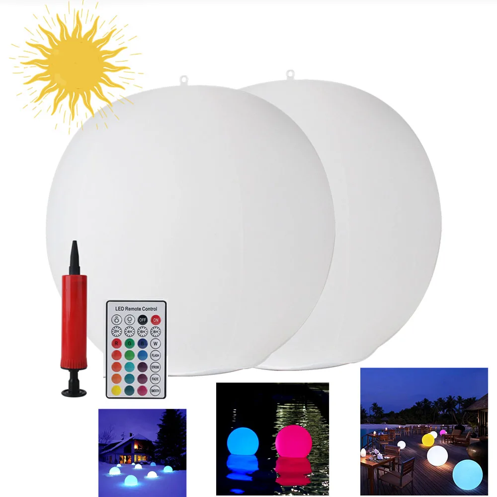 

RGB LED Solar Lights Floating Pool Lamp Waterproof Ball Lighting Hot Tub Remote ControI Night Lights Pool Toys Outdoor Garden