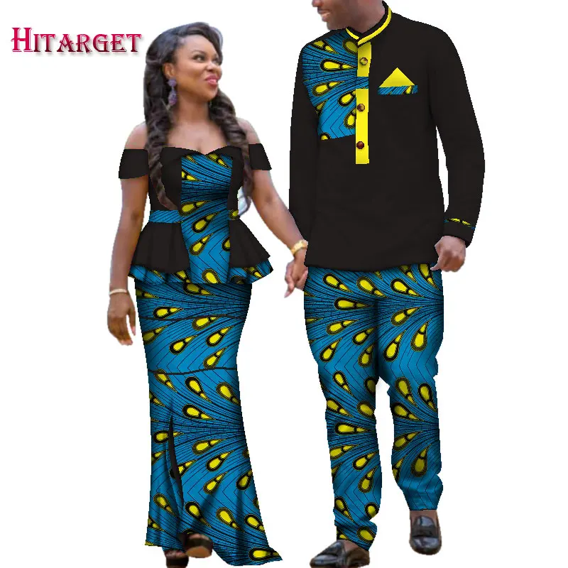 Фото Одежда для пар африканская одежда женская и мужская модная богатая Bazin