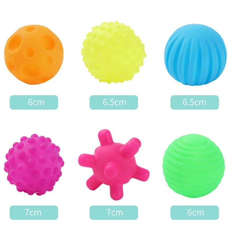

6Pcs/Set Baby Funny Ball Set Develop Kid 's Tactile Senses Toy Touch Hand Ball Toys Baby Training Massage Soft Ball Teether Toy