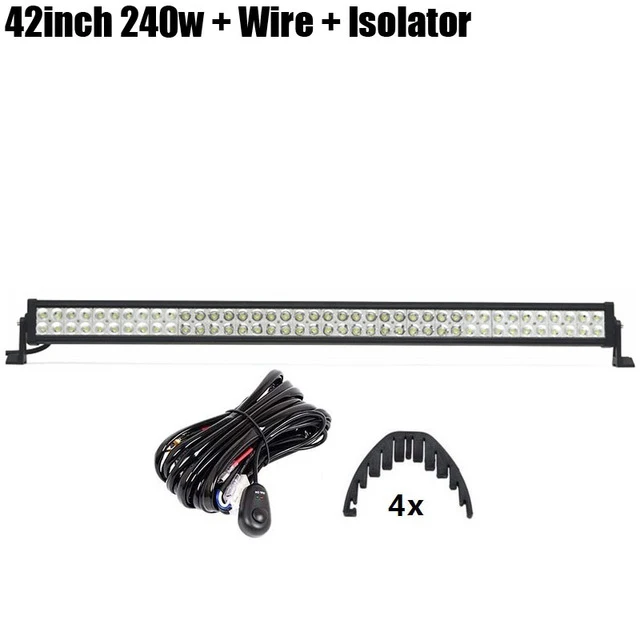 240W Wire Isolator 42 дюйма 240 Вт прямой светодиодный рабочий светильник для вождения автомобиля грузовика внедорожника противотуманная фара с комплектом проводов беспроводной изолятор дистанционного управления - Цвет: 240W Wire Isolator