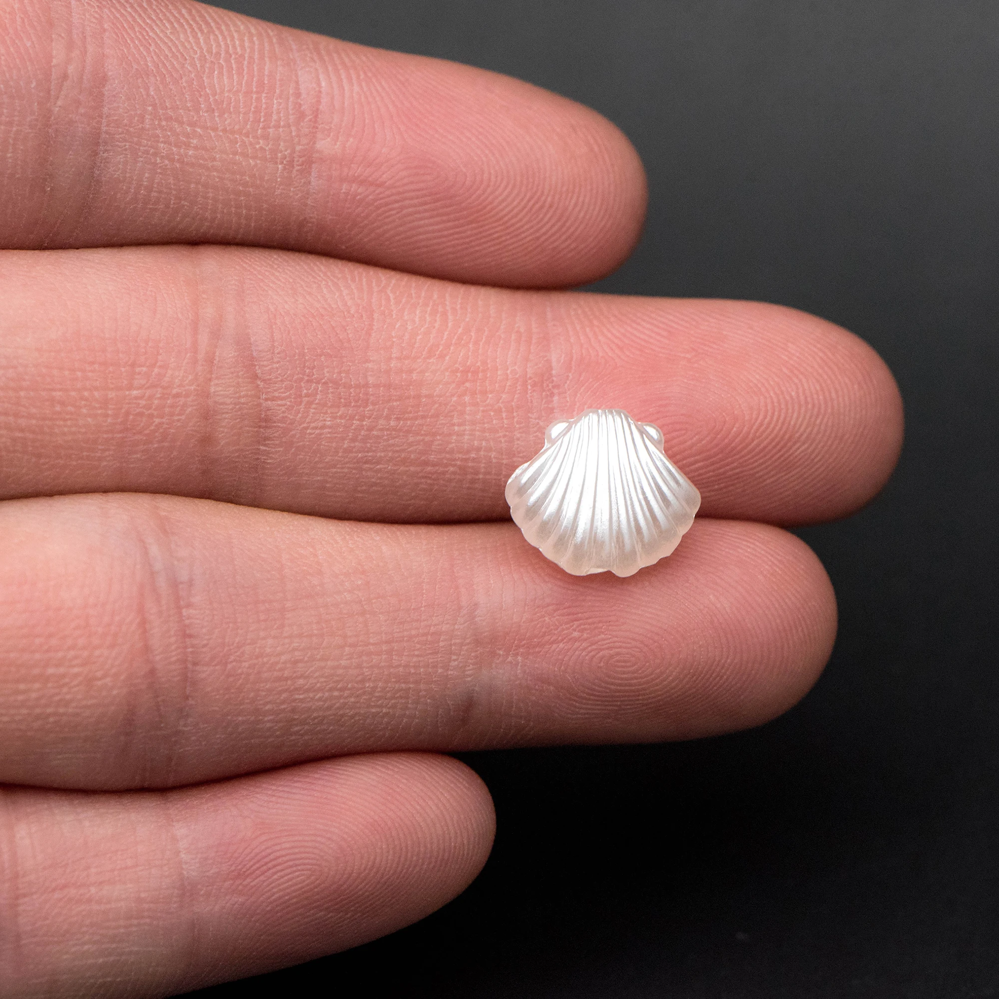 

Plastic Shell Beads 12mm, Pearl White Acrylic Seashell Charms, Drilled Through (#SL034) /20 Beads