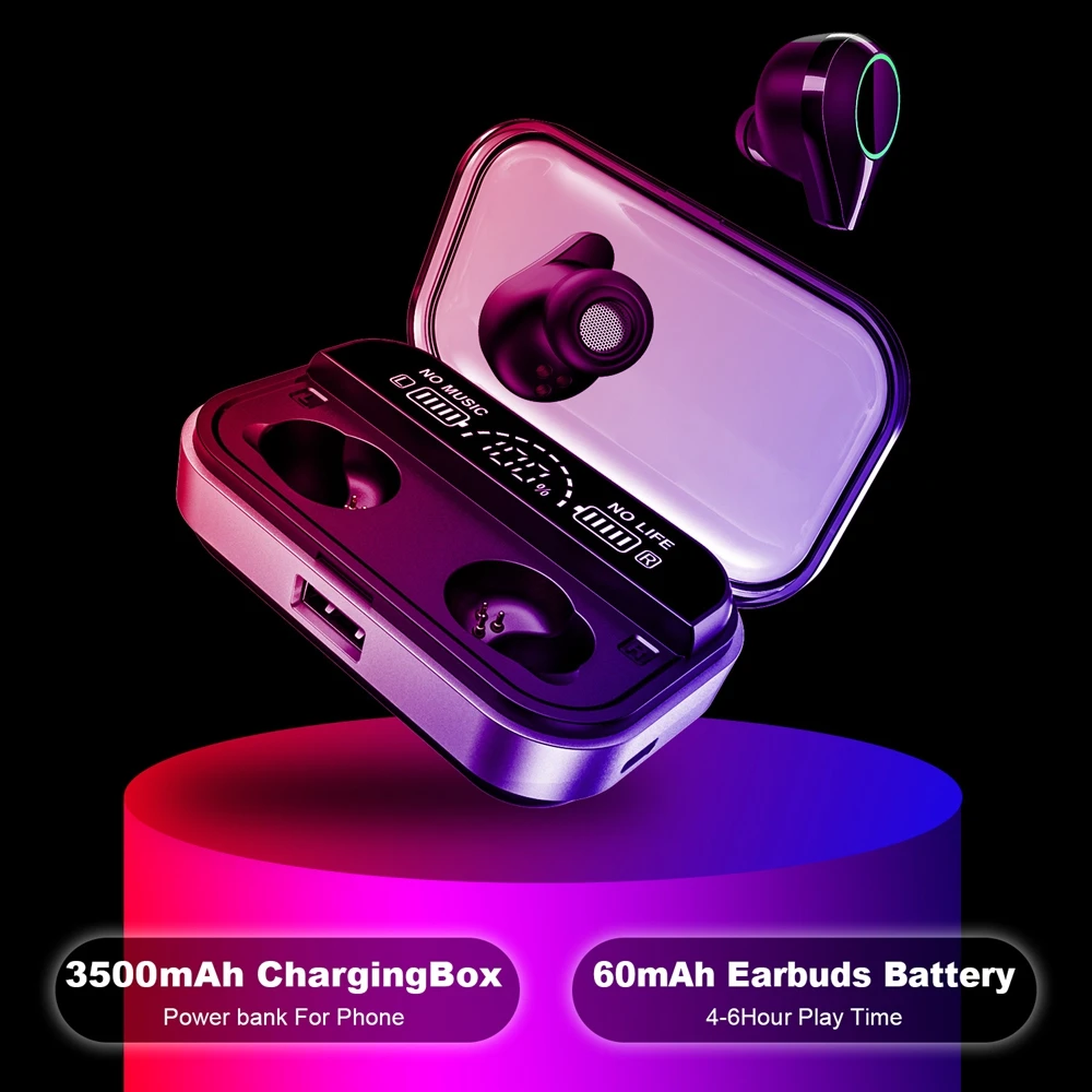 TWS True Bluetooth наушники IPX7 водонепроницаемые беспроводные наушники HD двойной цифровой дисплей 6D объемный стерео звук гарнитура для типа C