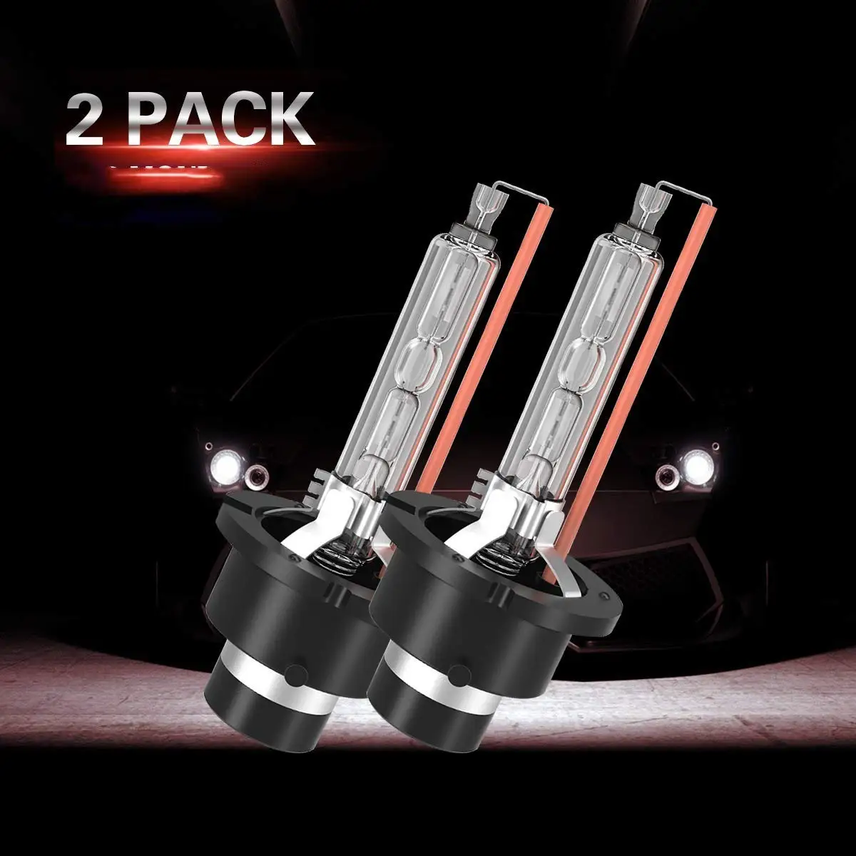 

Torchbeam 2pcs D2S HID Xenon Headlight Replacement Bulbs 6000K Diamond White 35W with Metal Stents Base for 12V Car