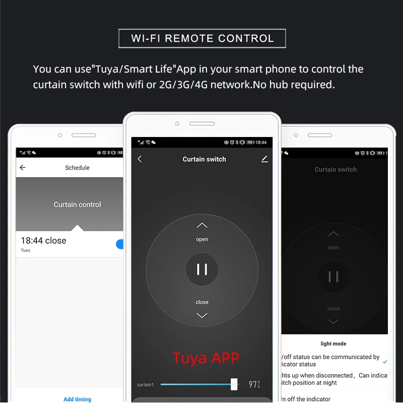 Умный выключатель для штор Tuya Smart Life Wi Fi с голосовым управлением через приложение