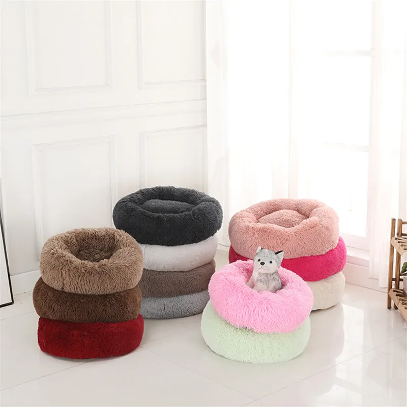 

Pet Dog Bed Fluffy Soft Plush Donut Cuddler Round Dog Kennel Ultra Soft Washable Dog Cat Cushion Bed Winter Warm Sofa