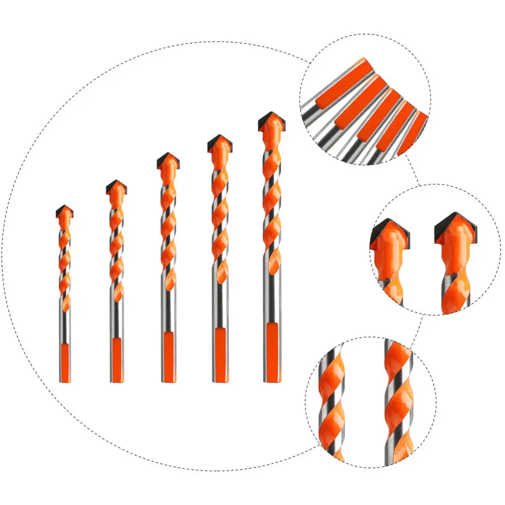 

5Pcs Alloy Triangle Spiral Drill Bits Drill Bit Sets Rotary Tools for Glass Tile