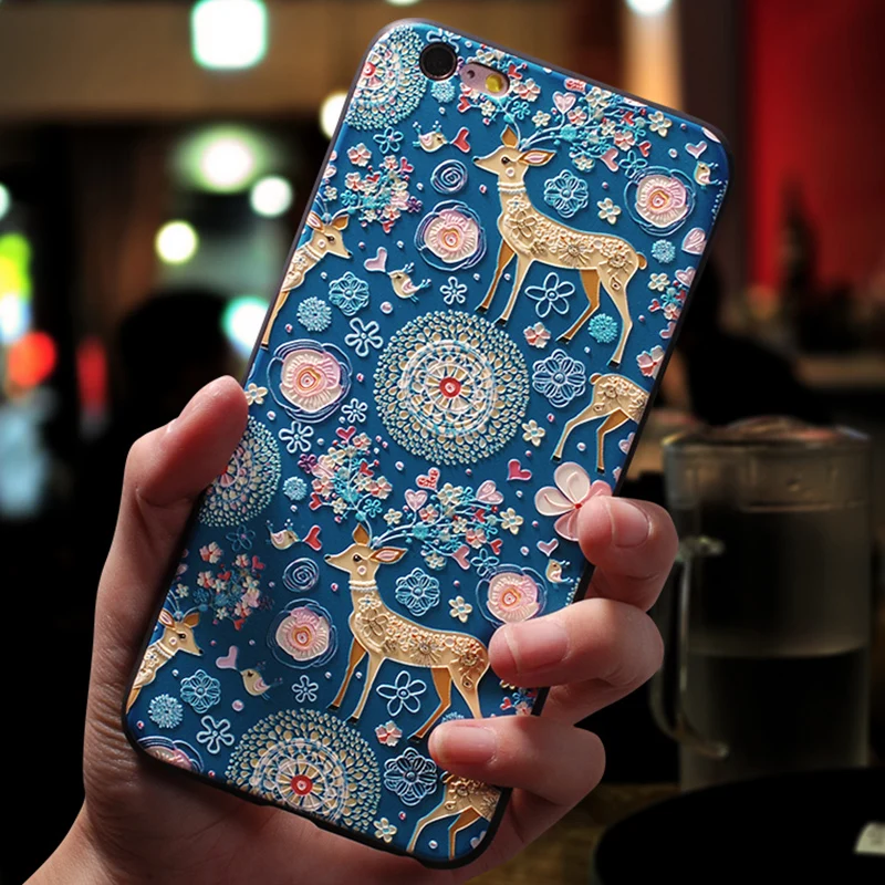 Рельефный милый цветок ТПУ 3D Emboss силиконовый чехол для iPhone X XR 6 6S 7 8 Plus 5 5S SE 9 чехлы для iPhone XS Max Coque Cover Shell