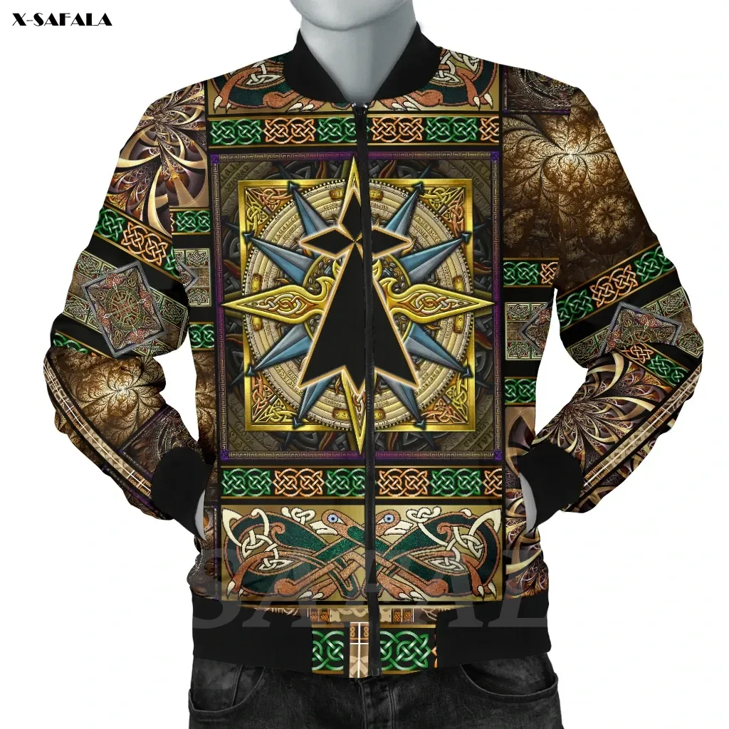

CELTIC BRETAGNE Compass 3D Printed Bomber Thick Jacket Man Female Outwear Baseball Flight Pilot Jacket Streetwear Zipper Coat