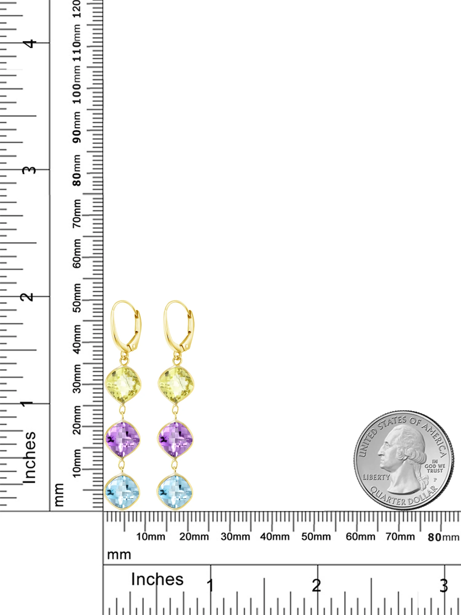 GemStoneKing 10.00Ct шахматная доска 8 мм Натуральный топаз зеленый и фиолетовый Аметист 14