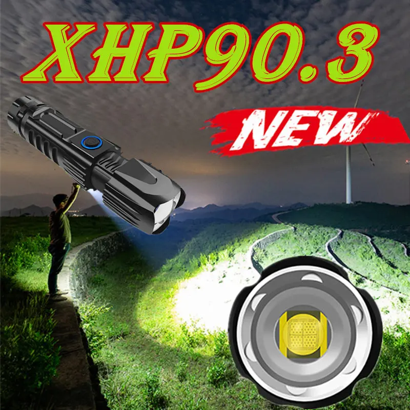 2021 Новинка Прямая поставка XHP90.3 самый мощный светодиодный фонарик 9000 лм usb зум