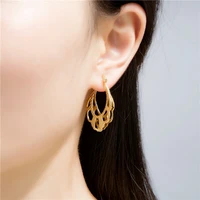 golden hoop earrings pearl dangle earrings fashion design light copper korean modern female earrings 2021 white collar 555