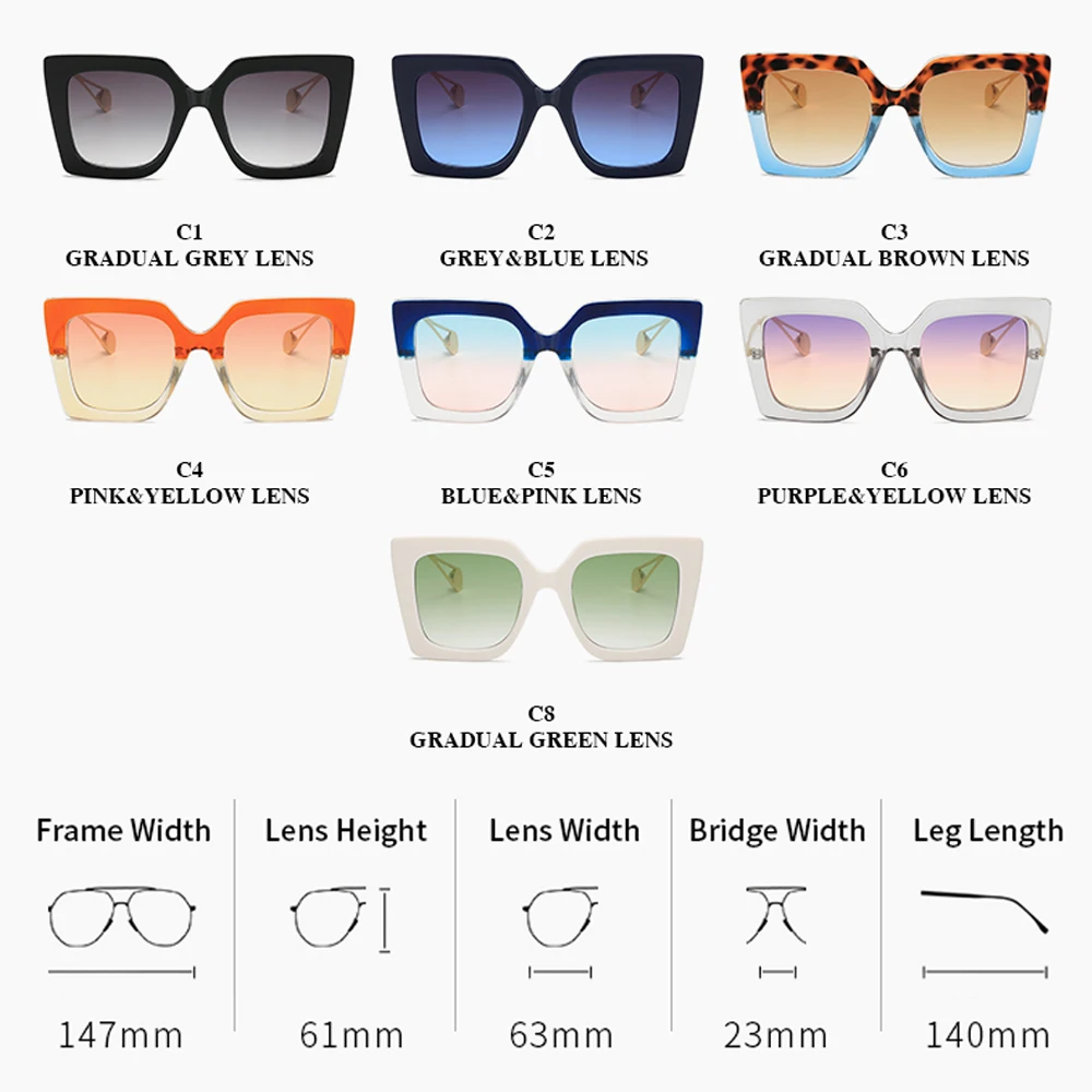 

Fashion Oversized Cat Eye Sunglasses Women Square Sun Glasses Female Pearl Gradient Eyewear Street Style lunette soleil femme